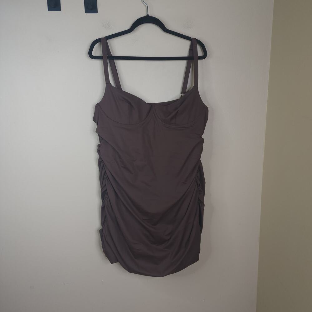 Skims Sculpting Swim Ruched One Piece in Cocoa Size 4X
